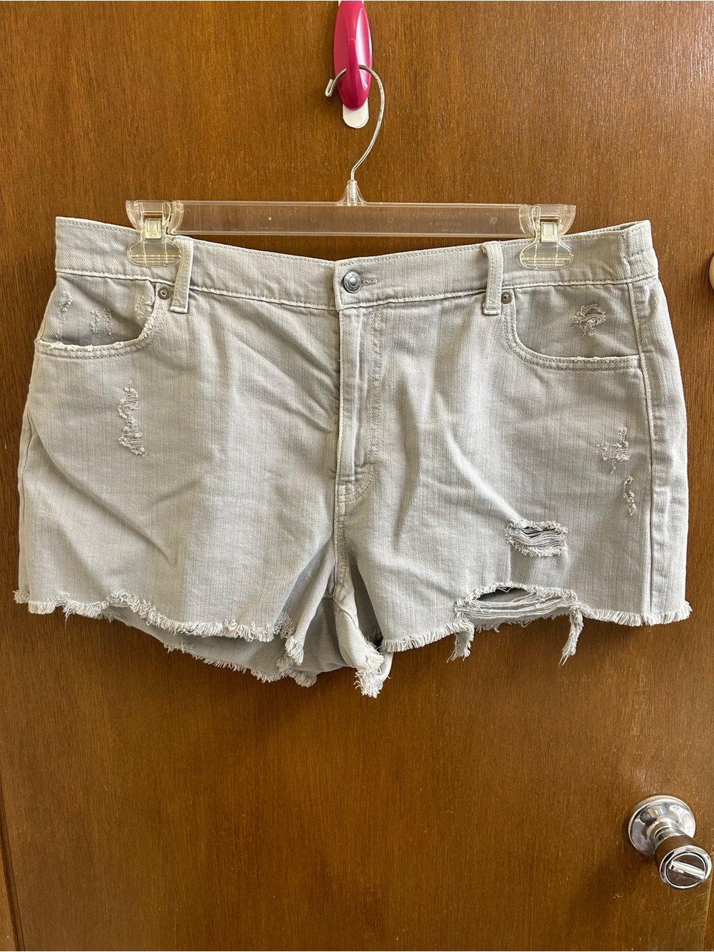 Aerie Grey Distressed Daydream Denim Shorts
